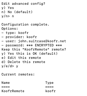 rclone - new remote created