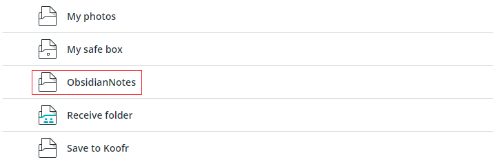 Create new folder on KOOFR named ObsidianNotes