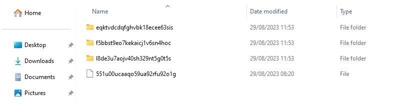 Encrypted files on your computer - file names are displayed as random characters
