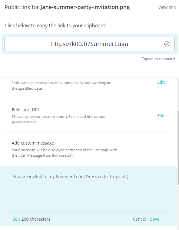 Sharing files with Koofr is easy - just use Send link to share with anybody with online access