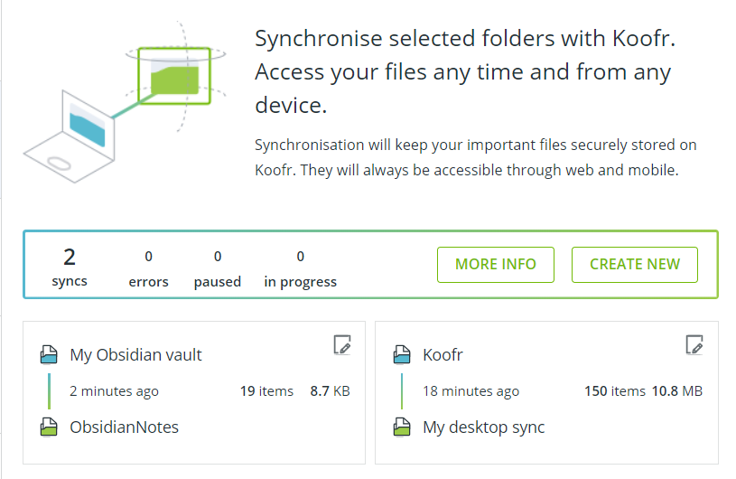 Synchronise your chosen computer folder to Koofr
