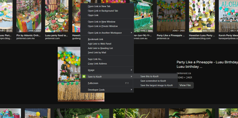Use Save to Koofr extension when planning a summer party