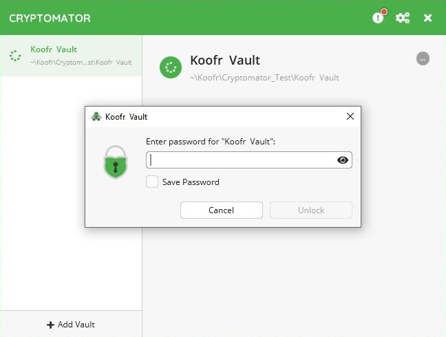 Type in your password to unlock your vault.
