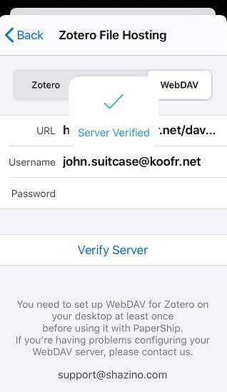 A notification when server is verified in papership