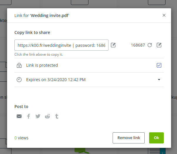 Wedding invitation on Koofr with Add people option